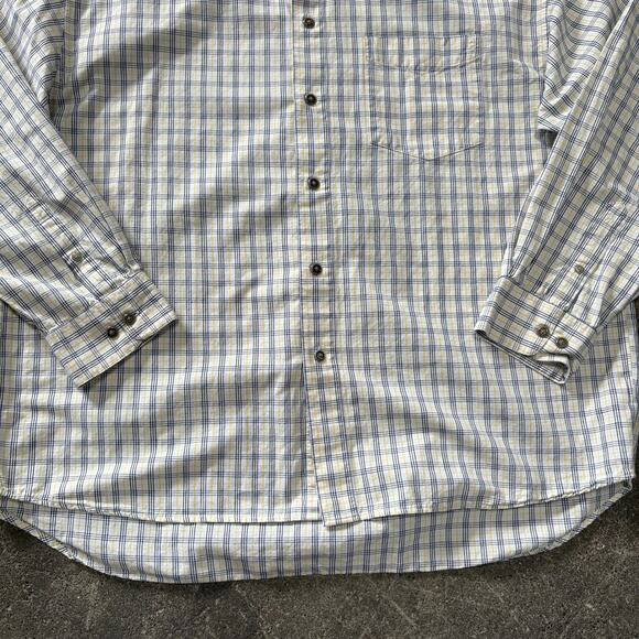 Vintage 90s Reebok Golf Shirt Mens XL White Yellow Plaid Long Sleeve Button Up - Picture 3 of 8